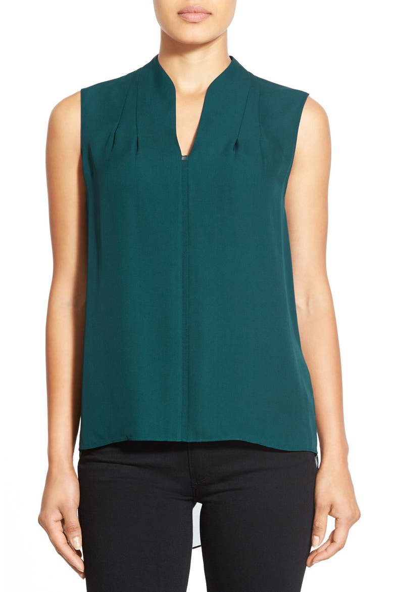 'Judith' Asymmetrical Silk Blouse, Main, color, LEAF