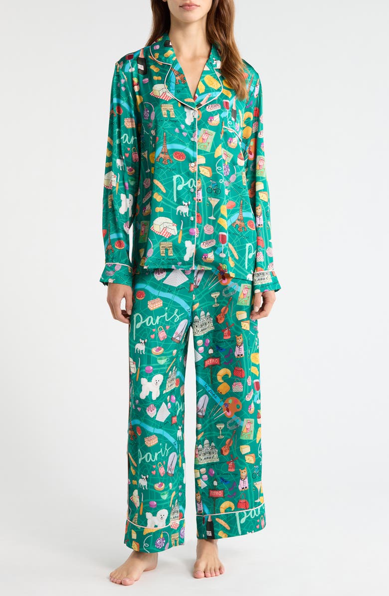 Karen Mabon Paris Classic Pajamas, Main, color, Green