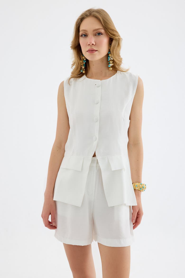 Velina Single Pleat  Mini Shorts, Alternate, color, White