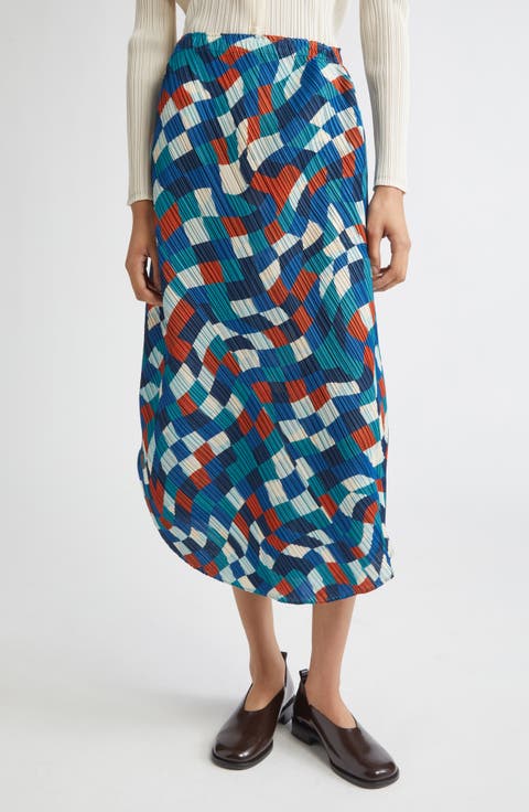 Dancing Square Pleated Midi Skirt