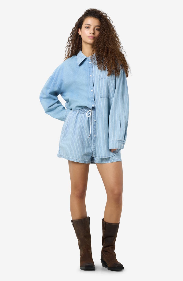 Noisy may Katri Elastic Waist Denim Shorts, Alternate, color, Light Blue Denim