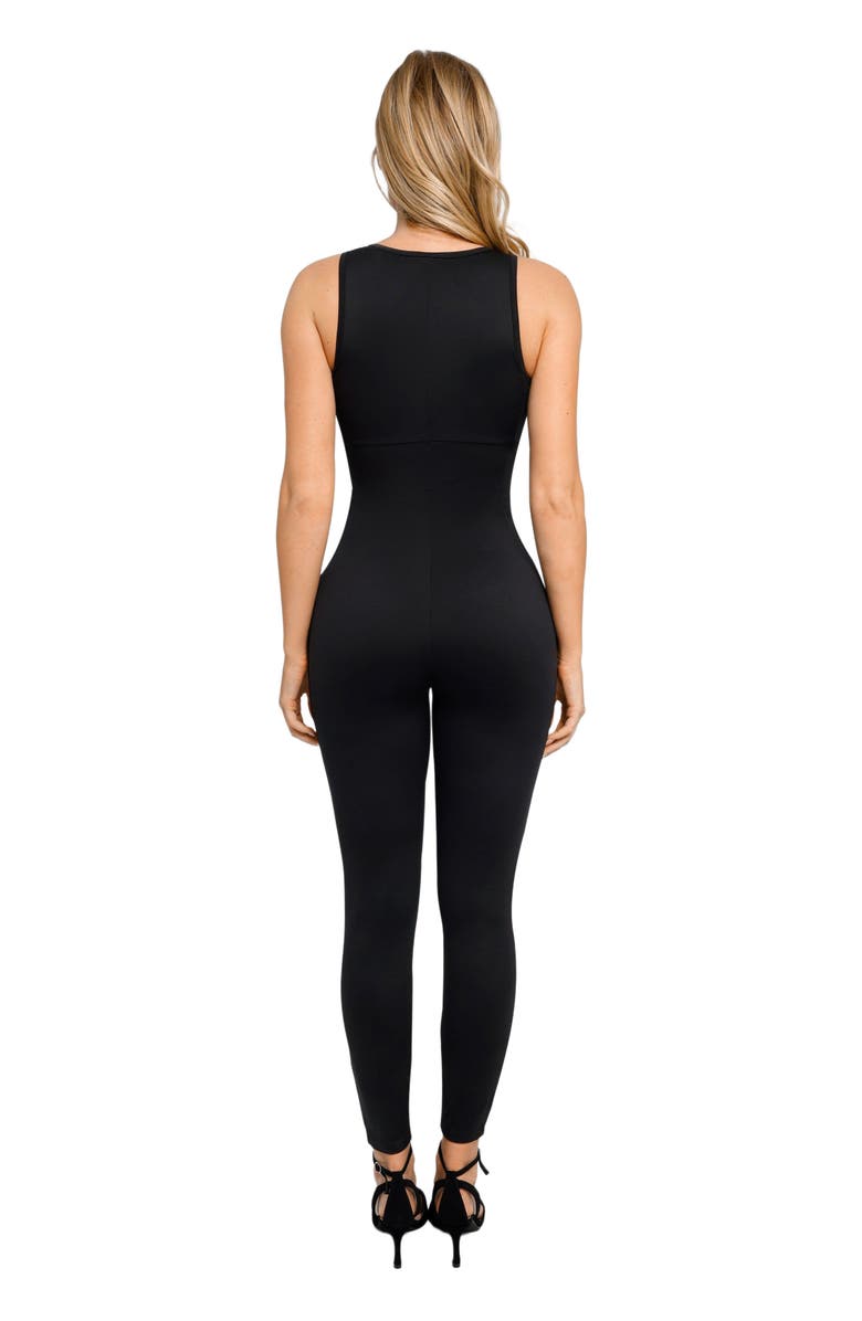 Popilush Shapewear Sleeveless Body-Sculpting Zip Front Jumpsuit, Alternate, color, Jet Black