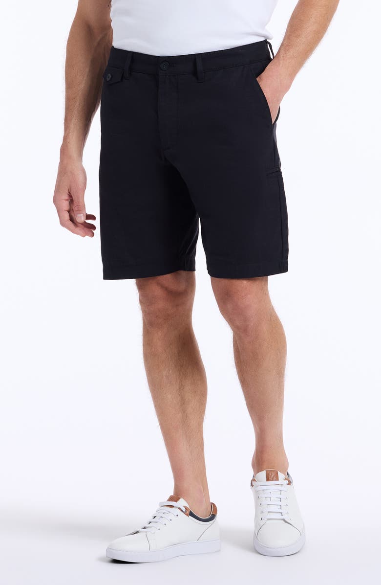 Robert Graham Dixton Cotton & Linen Shorts, Alternate, color, Black