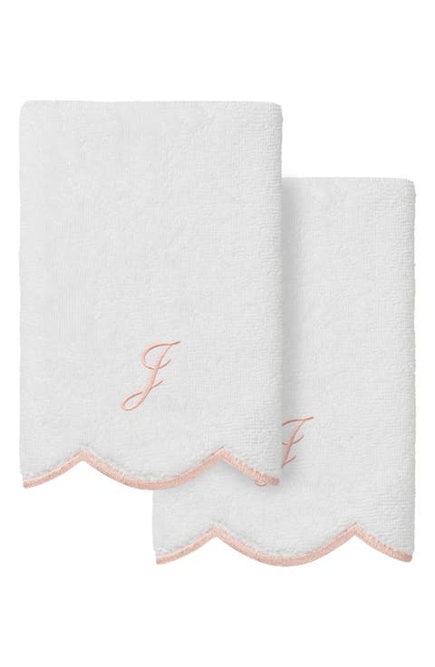 Scallop Set of 2 Monogram Fingertip Towels