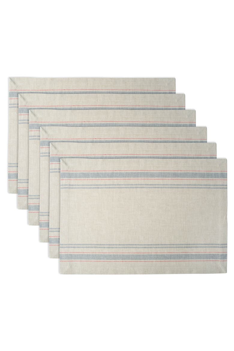 French Stripe Placemat Set/6, Main, color, Gray