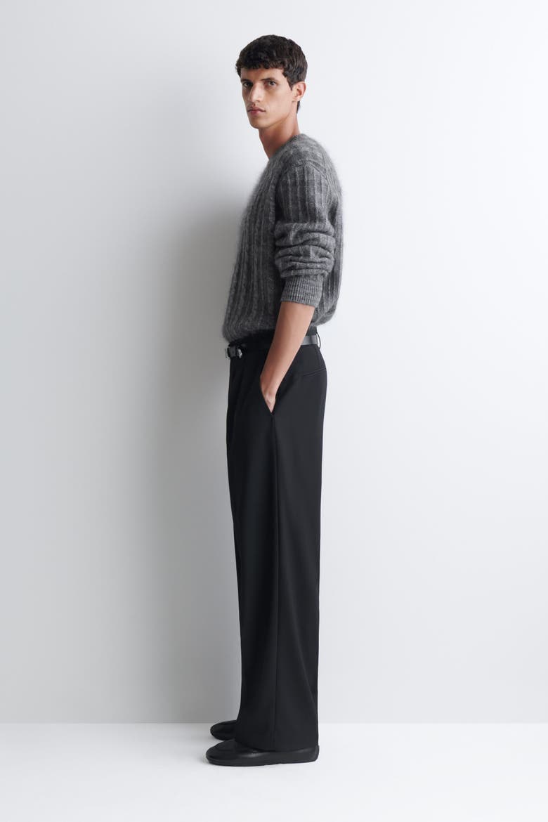 Cable-Knit Merino-Mohair Sweater, Alternate, color, GRAY MÉLANGE