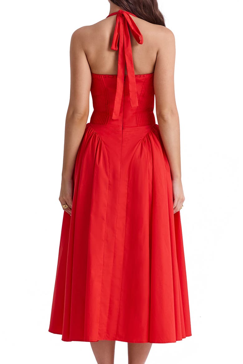 Adabella Halter Neck Midi Dress, Alternate, color, FLAME SCARLET