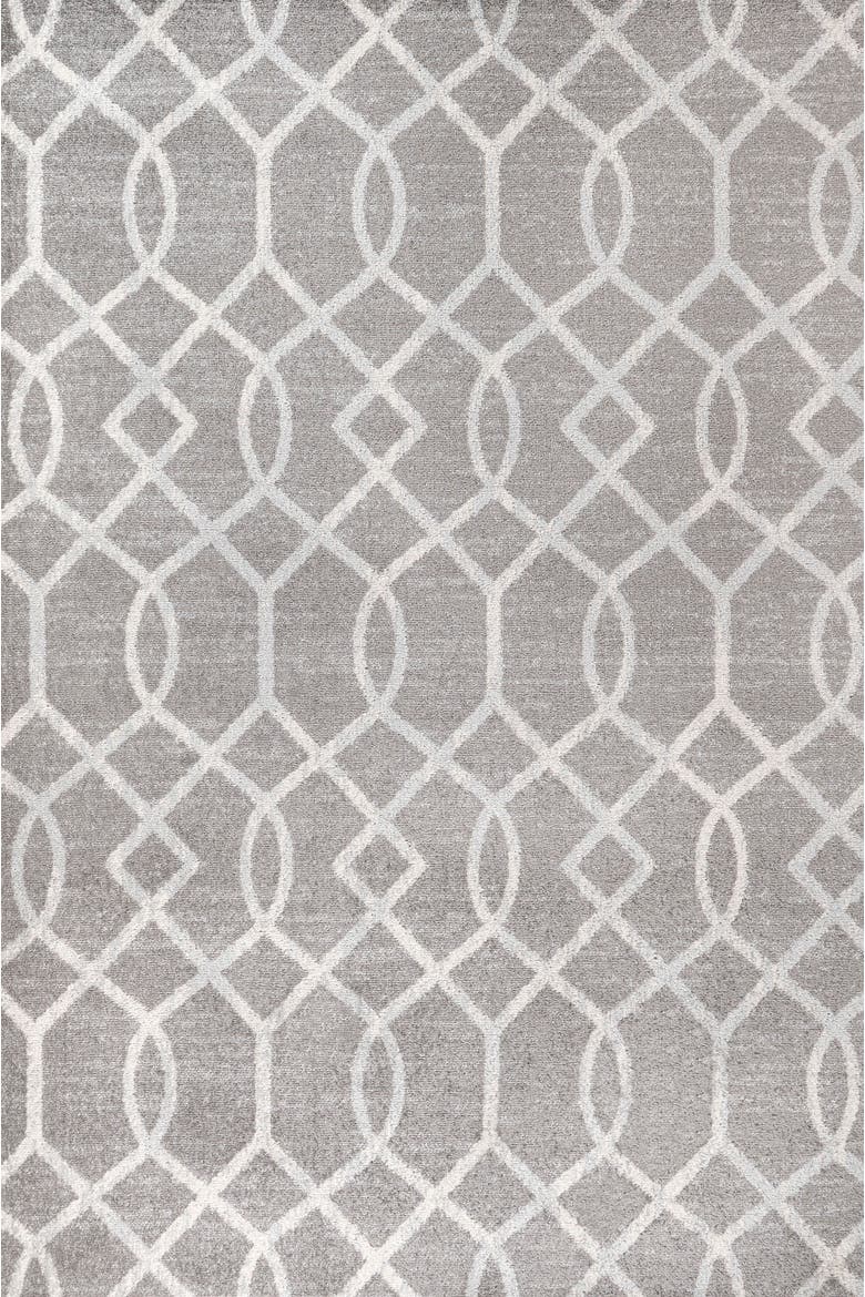 Asilah Ogee Fretwork Area Rug, Main, color, Dark Gray/Cream