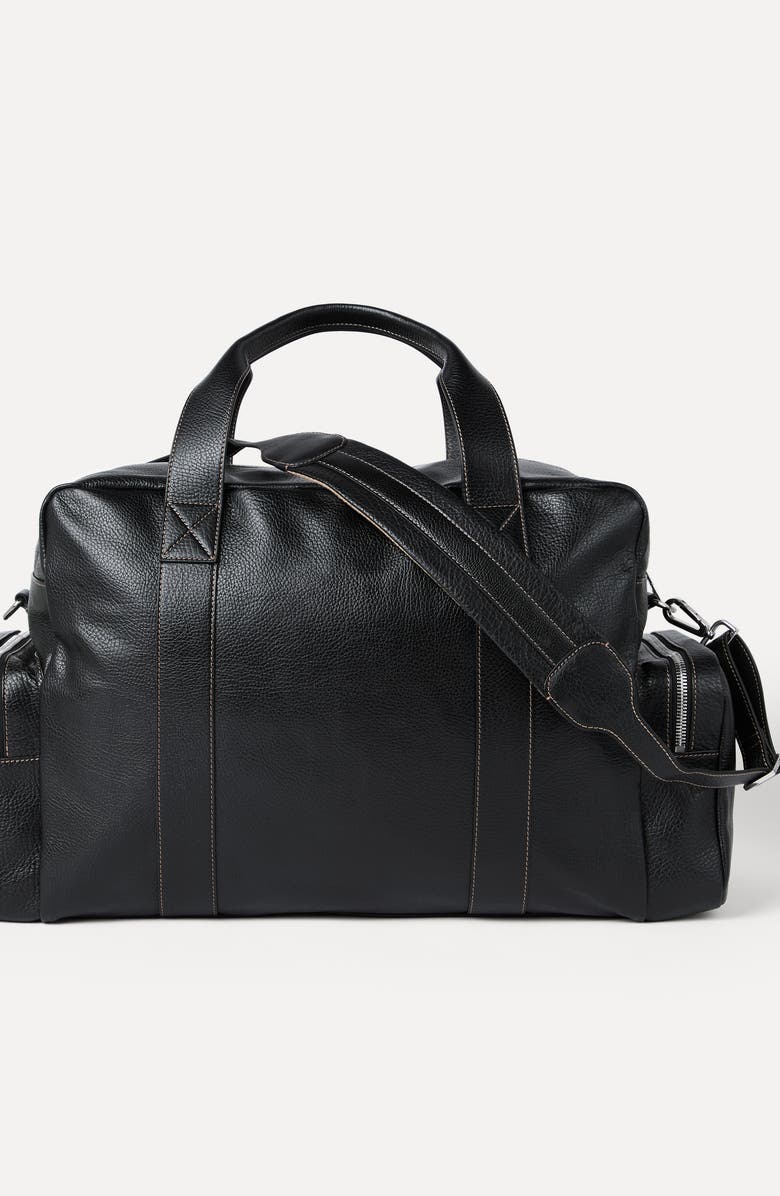 Brunello Cucinelli Grained calfskin leisure bag, Alternate, color, Black