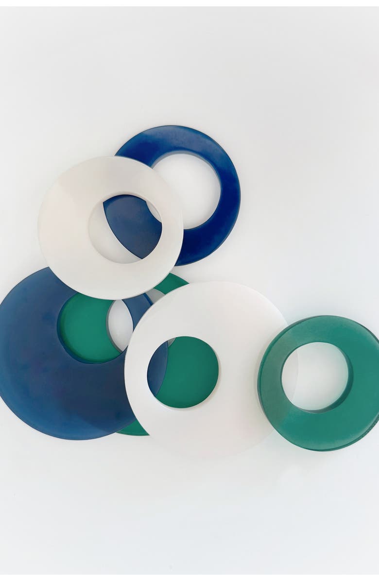 Pillowpia Resin Napkin Rings Large Set/4, Alternate, color, Sapphire