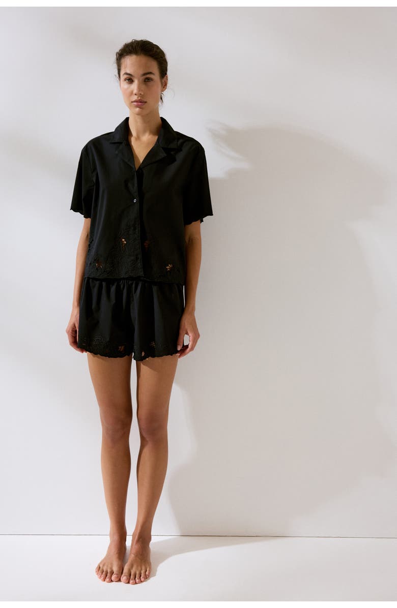 H&M Broderie Anglaise Pyjamas, Alternate, color, Black