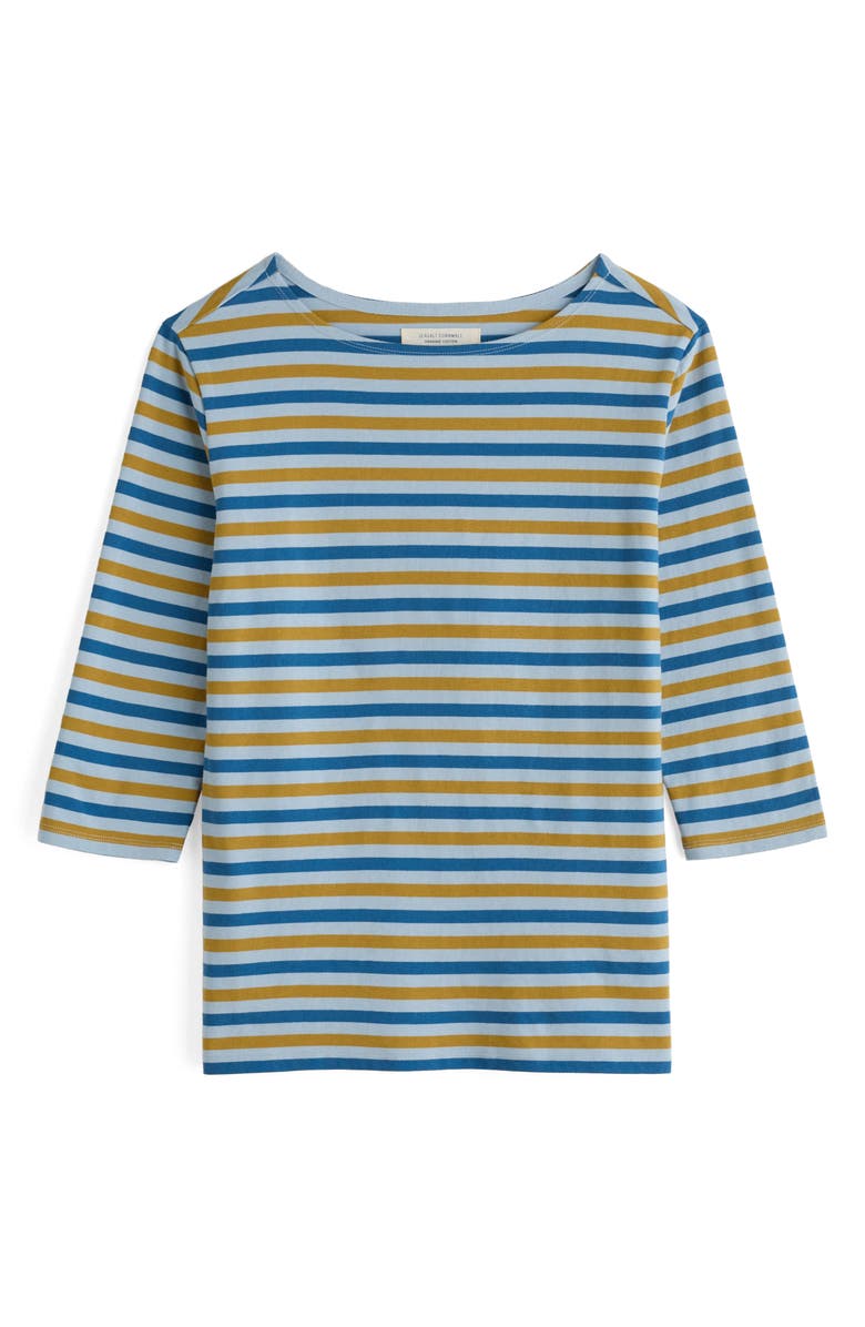 Seasalt Cornwall Sailor Stripe Three Quarter Sleeve Organic Cotton T-Shirt, Alternate, color, Duet Mini Cornish Pear