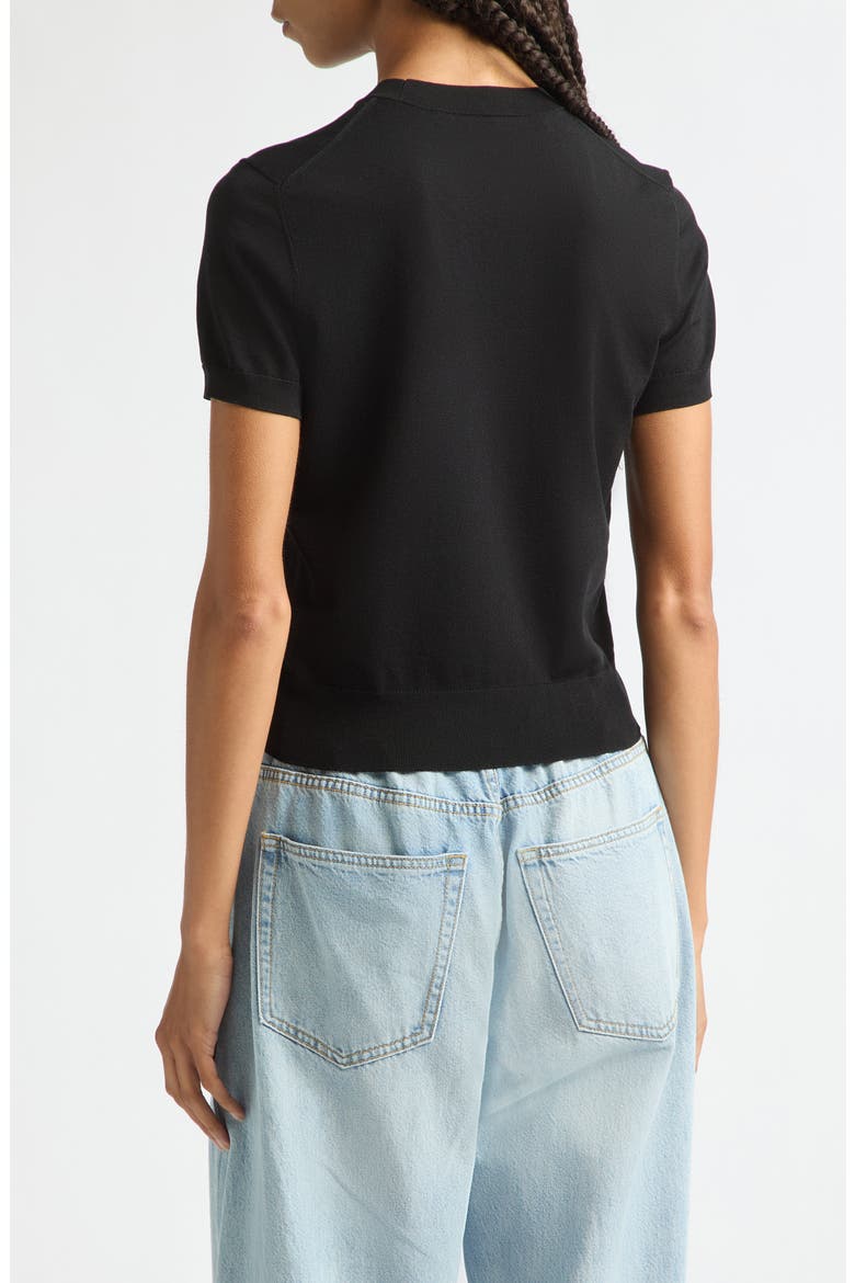Hotfix Logo Fitted Short Sleeve Sweater, Alternate, color, BLACK