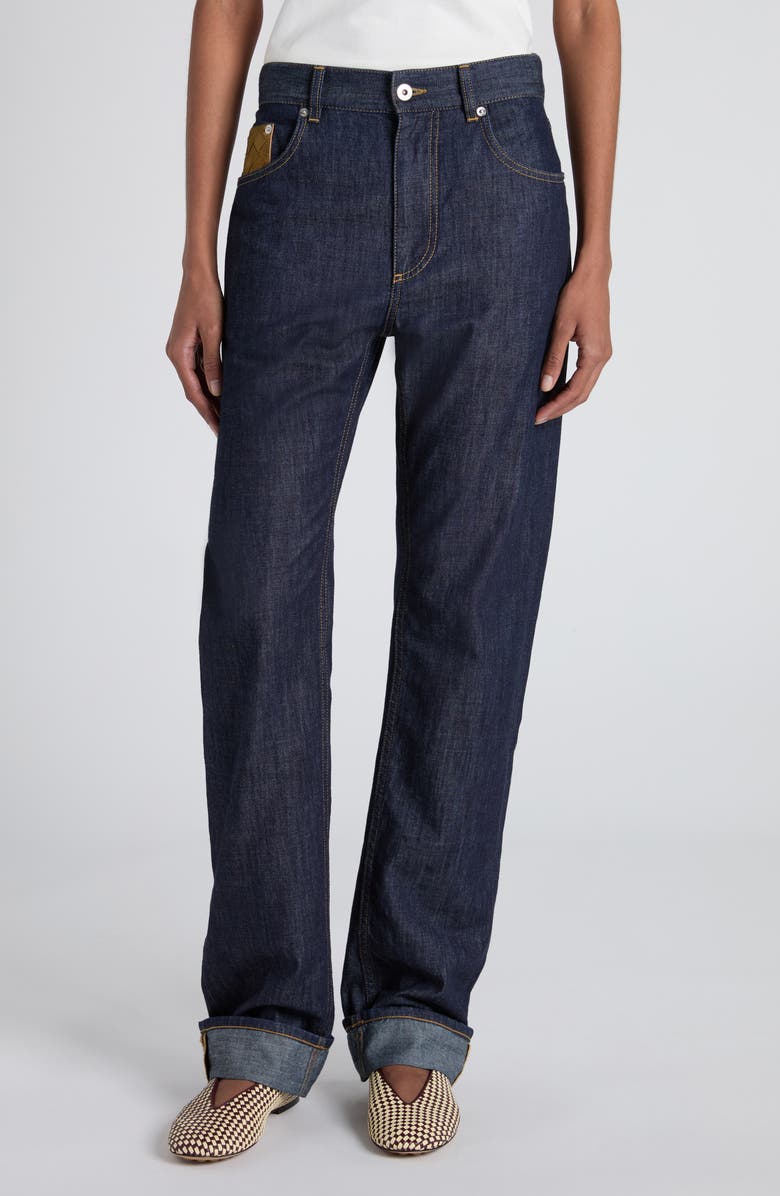 Bottega Veneta Mélange Wool Drill Tapered Pants, Main, color, 4023 Dark Indigo