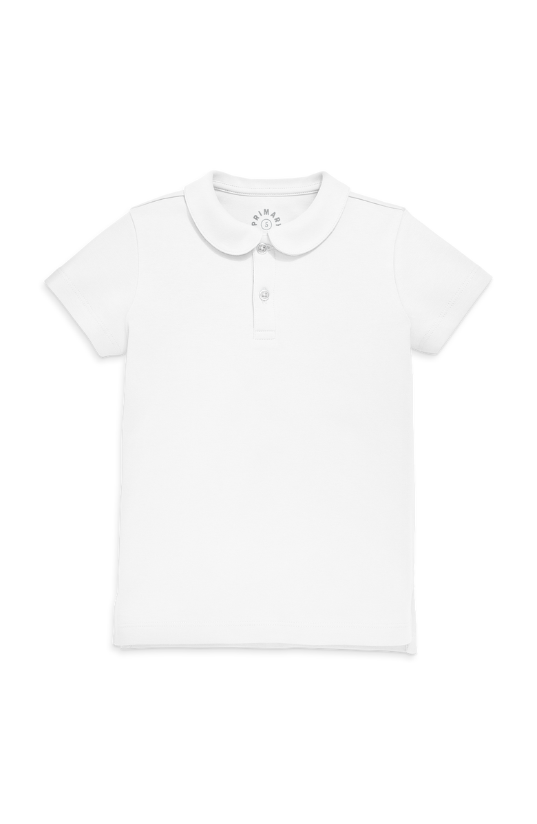 Primary Kids Short Sleeve Peter Pan Polo, Main, color, White