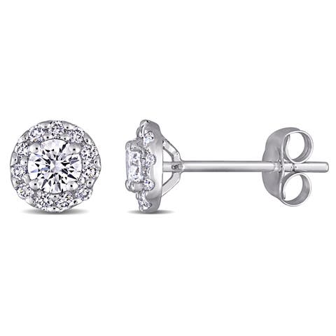 Lab-Grown Diamond Halo Stud Earrings 14k