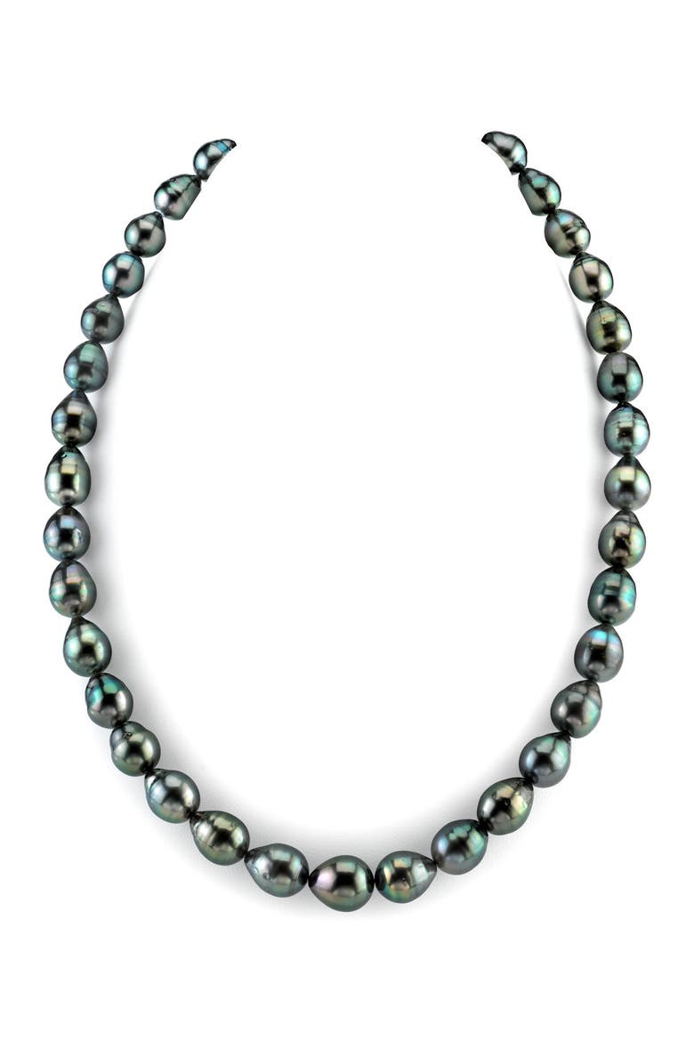 8-10mm Dark Tahitian South Sea Baroque Pearl Necklace, Main, color, Sterling Silver Clasp