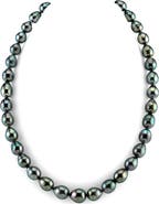 The Pearl Source 8-10mm Dark Tahitian South Sea Baroque Pearl Necklace