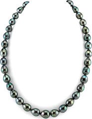 The Pearl Source 8-10mm Dark Tahitian South Sea Baroque Pearl Necklace