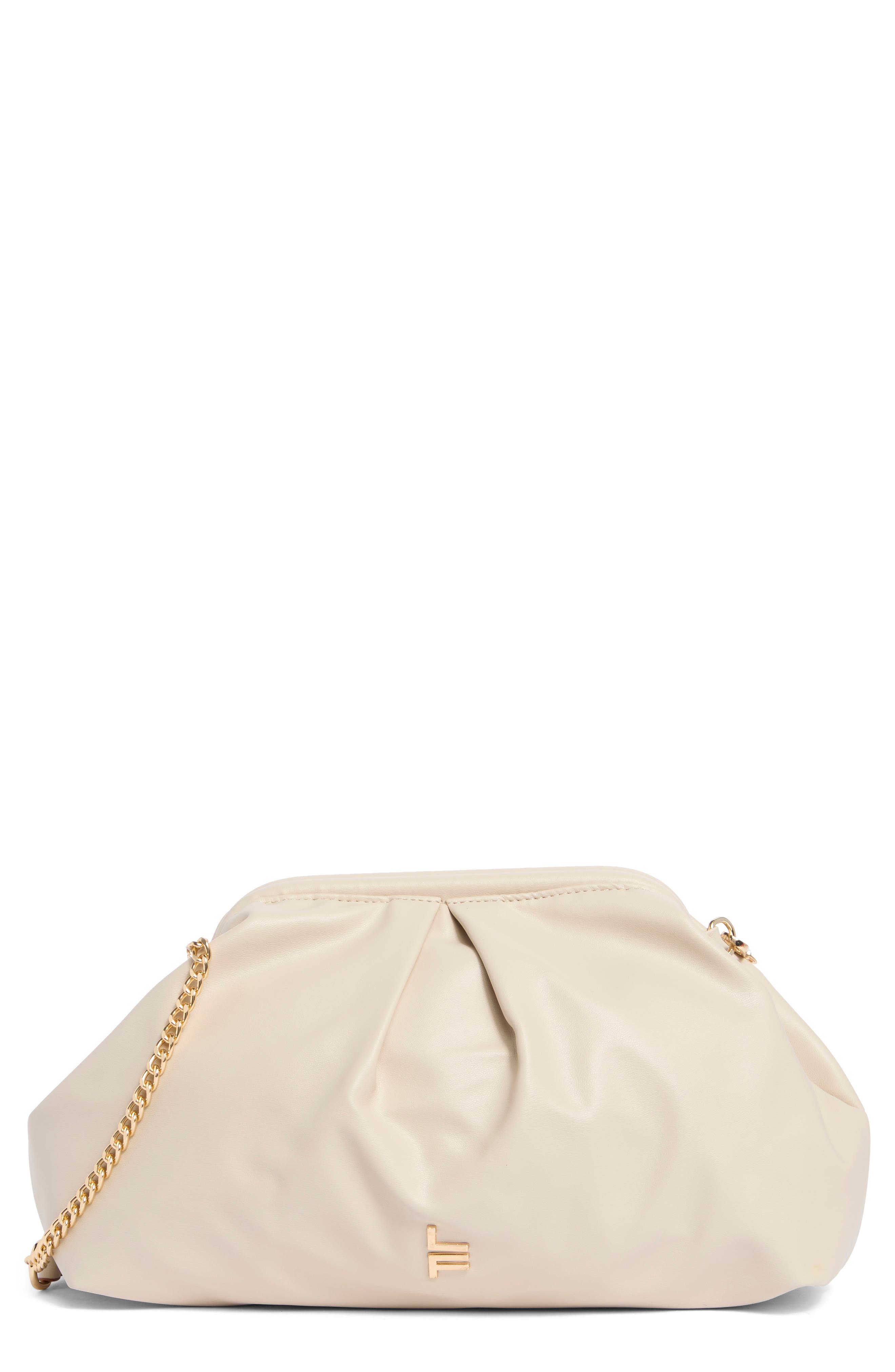 Faux Leather Kiss Lock Frame Clutch