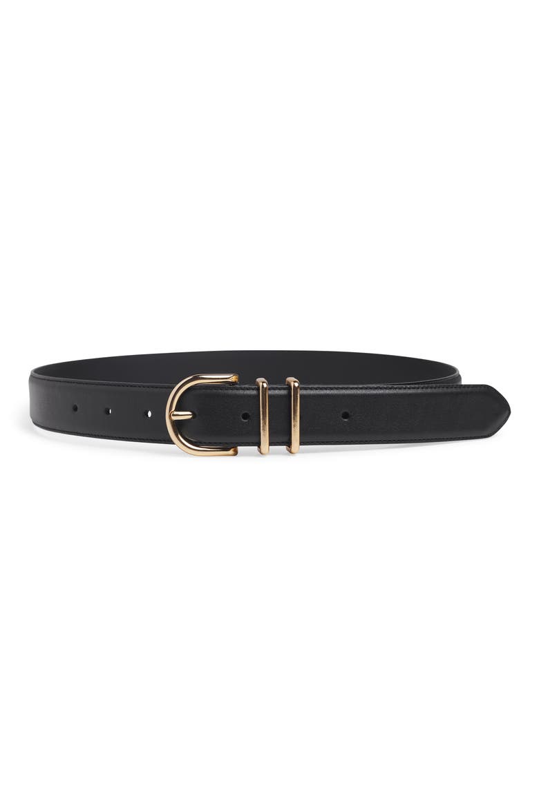 The Fancy Juni Leather Belt, Main, color, BLACK/POLISHED GOLD
