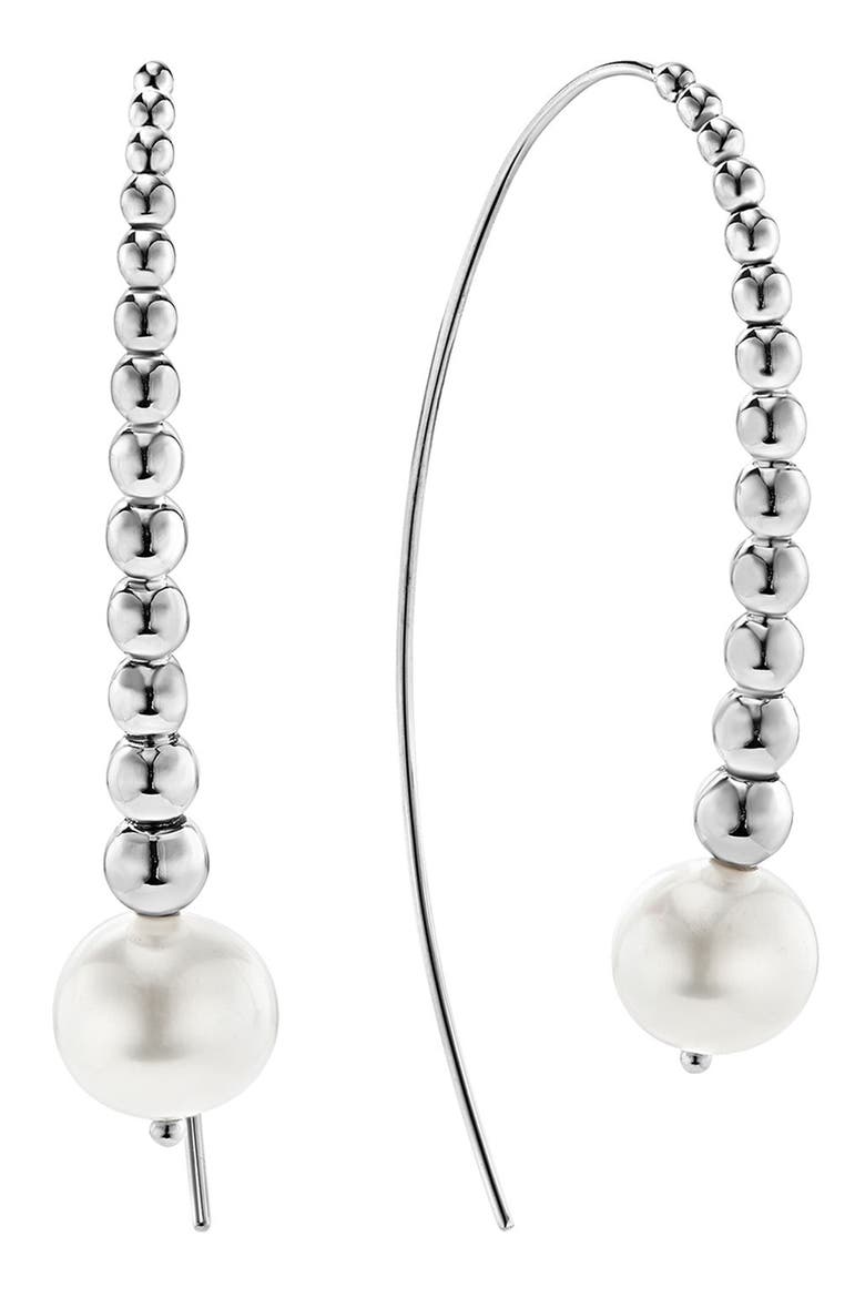 Threader Pearl Earrings, Alternate, color, SILVER