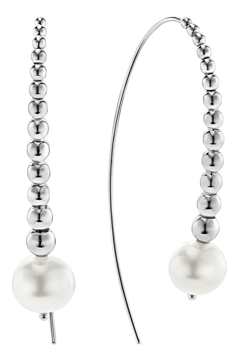LAGOS Threader Pearl Earrings, Alternate, color, Silver