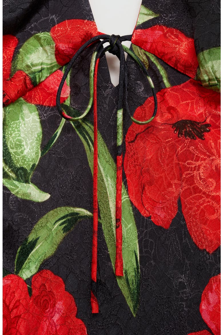 Mati Floral Halter Maxi Dress, Alternate, color, BLACK