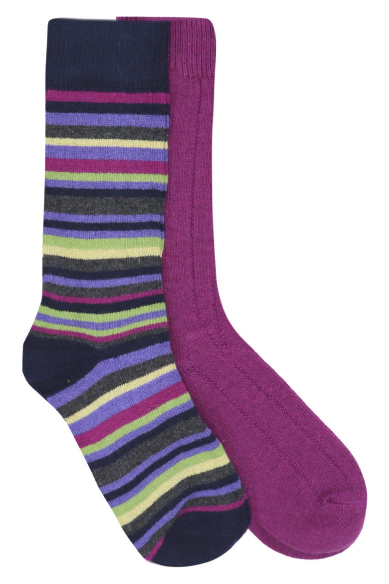 2-Pack Cashmere Blend Crew Socks, Main, color, PURPLE