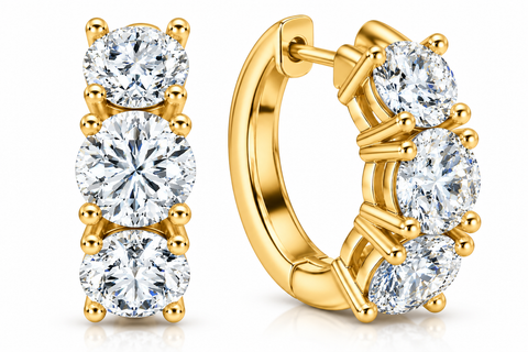 4.20ct Diamond Hoops 14k Gold Lab Grown 3/4" Tall