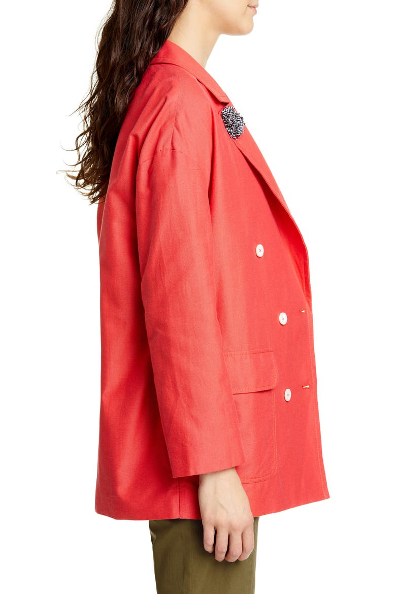 Double Breasted Oxford Blazer, Alternate, color, RED TOMATO