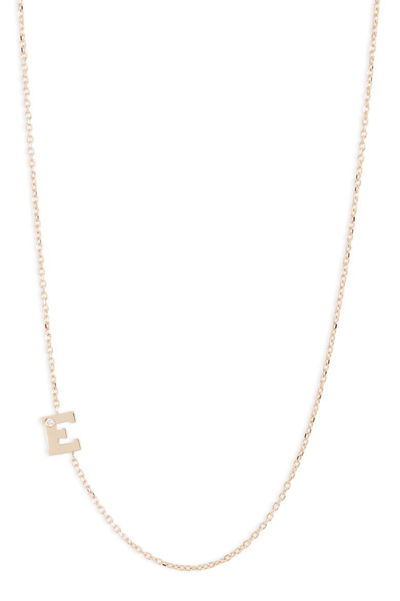 Diamond Initial Necklace, Main, color, E