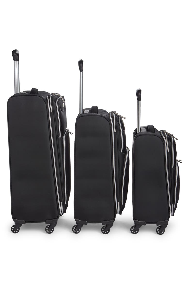 3-Piece Ultra Lightweight Wheeled Luggage Set, Alternate, color, BLACK