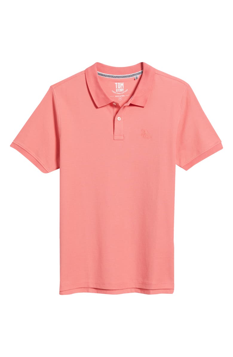 Tom & Teddy Solid Pima Cotton Piqué Polo, Alternate, color, Watermelon