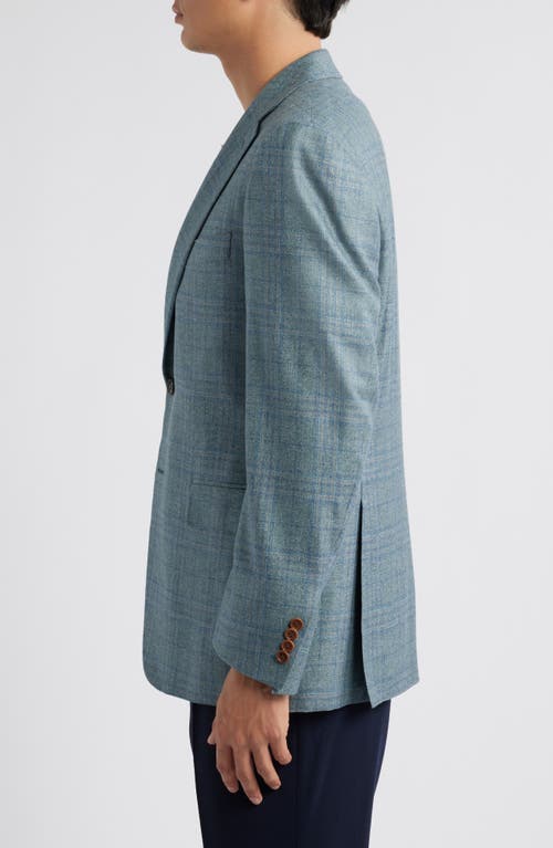 Canali Siena Regular Fit Shadow Check Silk & Cashmere Sport Coat In Light Green