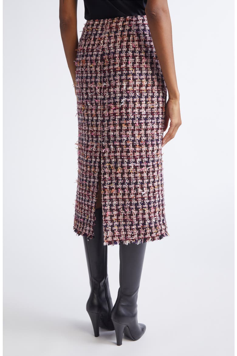 Fringe Houndstooth Tweed Pencil Skirt, Alternate, color, BORDEAUX ECRU MULTI
