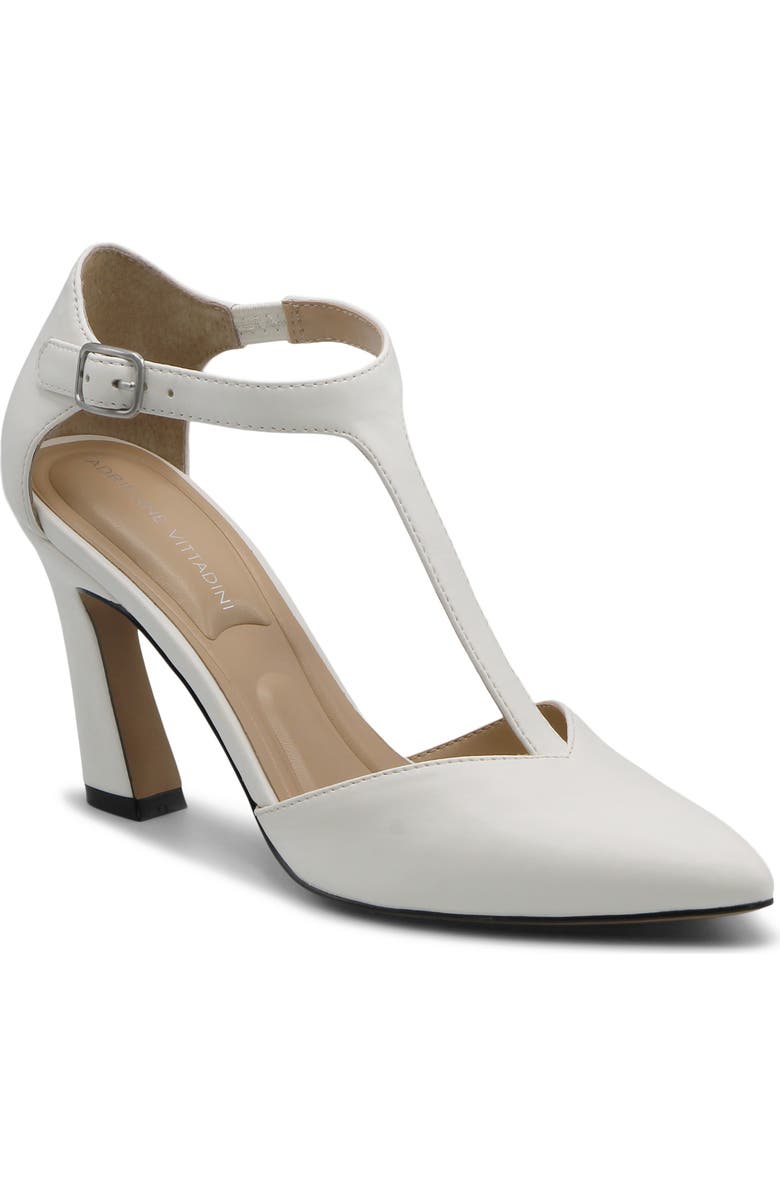 Adrienne Vittadini Narvis T-Strap Pump, Main, color, White