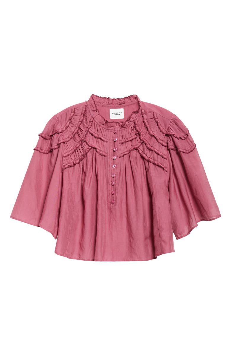 Isabel Marant Étoile Carmen Crop Ruffle Top, Alternate, color, Rosewood