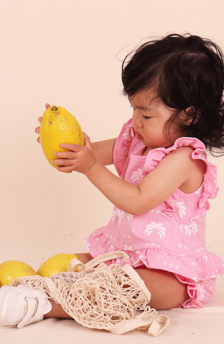 TINY TRIBE Palm Frill Top & Bloomers Set, Alternate, color, Pink