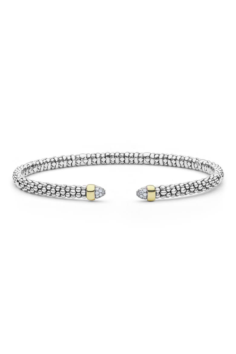 Signature Caviar Sterling Silver & 14k Gold Diamond Cuff, Main, color, TWO-TONE