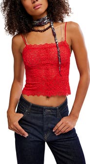 Free People Love and Lace Semi Sheer Crop Camisole