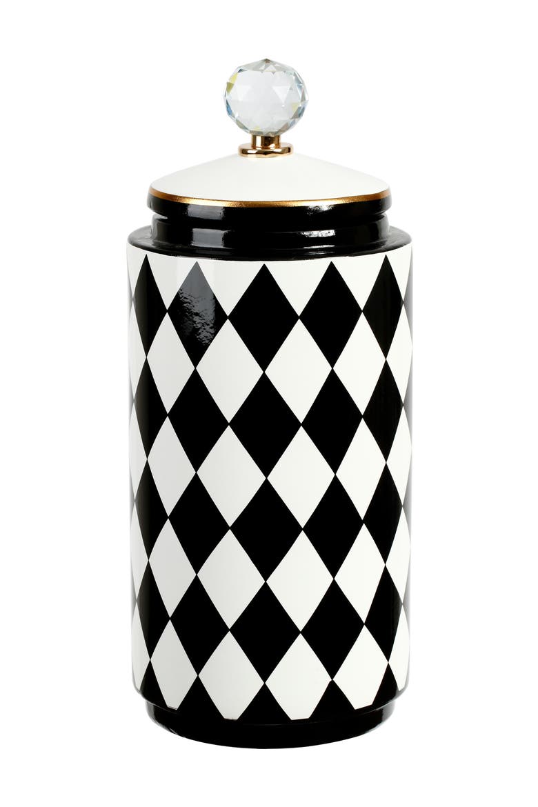 Harlequin Urn with Lid, Large, Main, color, Black