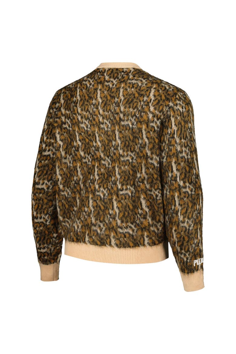 Men's PLEASURES Brown Houston Astros Cheetah Cardigan Button-Up Sweater, Alternate, color, Brown