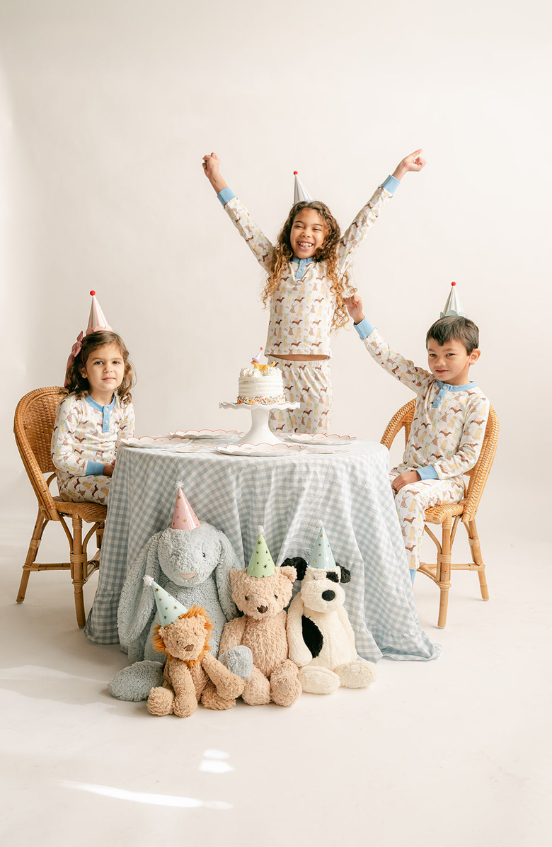 Little Paper Kids Morgan Puppy Party PJ Set, Alternate, color, Ivory / Dog Print