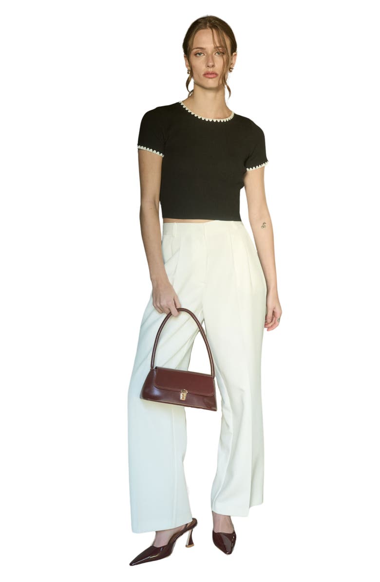 Blu Pepper Contrast Trim Crop Knit Top, Alternate, color,