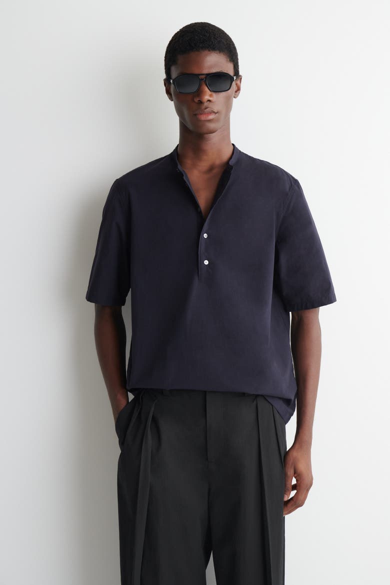 Cotton Henley Shirt, Main, color, NAVY