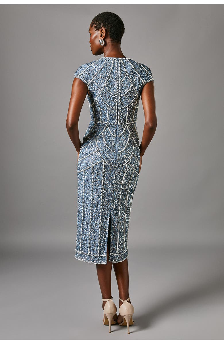 Coast Embellished Pencil Dress, Alternate, color, Dusty Blue