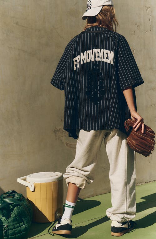 Free People Fp Movement Starting Line Cotton Layering Top In Black And White Comb