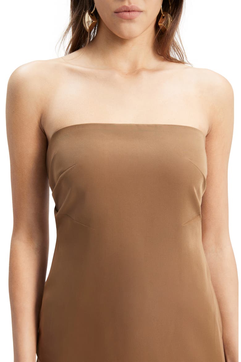 Cosmos Asymmetric Strapless Top, Alternate, color, CHOCOLATE