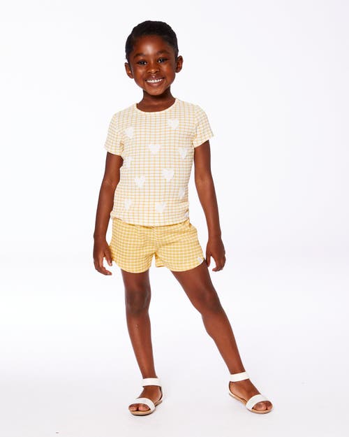 Deux Par Deux Girl's Crinkle Short Pale Yellow And White In Pale Yellow And White
